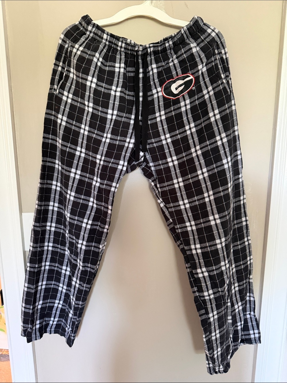 Georgia Bulldogs Black & White Plaid Flannel Lounge Pants
